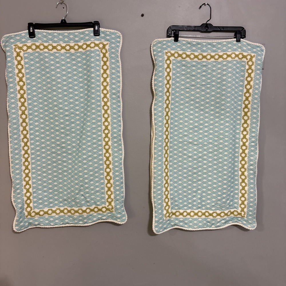 Eastern Accents King Shams Aqua Blue Diamond Mitered Bordered 21x35 Pillow Cases